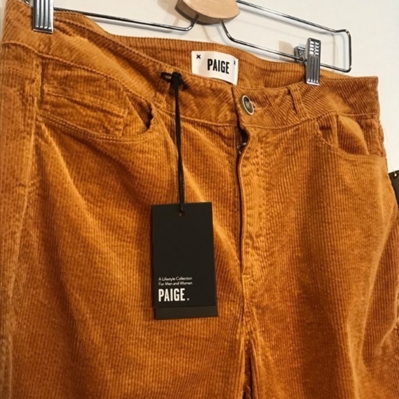 PAIGE Hoxton Ankle Skinny Corduroy Pants Mustard Yellow Gold - Picture 11 of 14